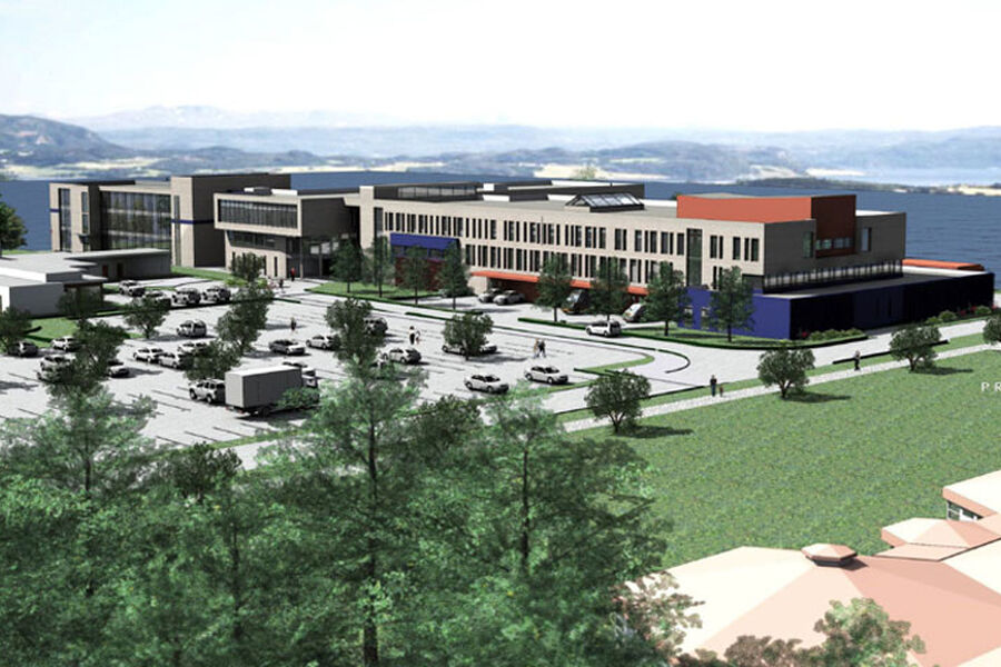 Norconsult vant detaljprosjekteringen av Inn-Trøndelag Helse og beredskapshus. Illustrasjon: Praksis arkitekter