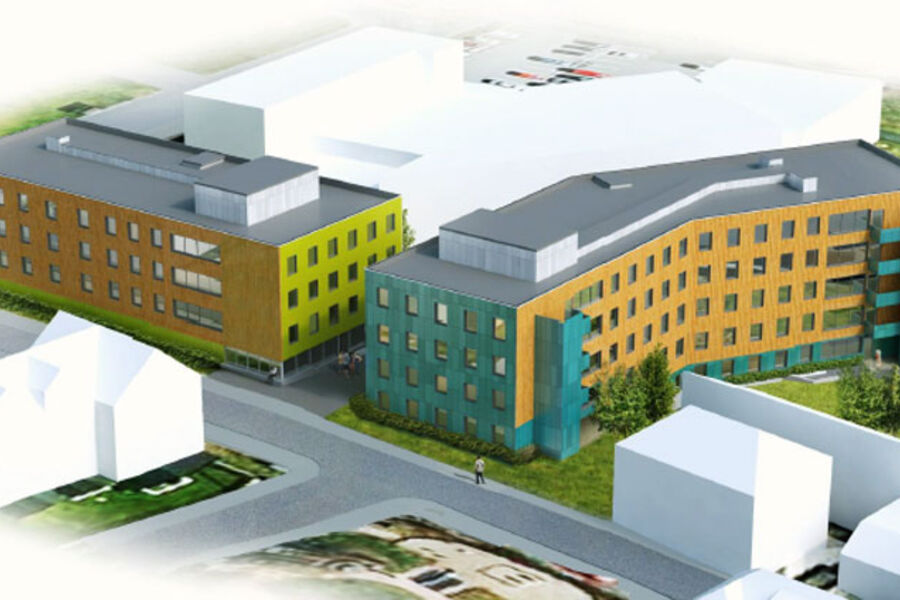 Illustrasjon av de nye studentboligene. 