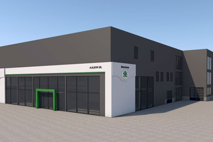 Det nye Skoda-bygget vil ha en grønn profil.
