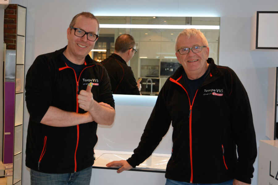 Lars Erik Magnussen og Svein Asbjørnsen i Tempe VVS i Trondheim er to ildsjeler som lever og brenner for faghandelen Men med en omsetning på nærmere 29 millioner, beviser de at vet hva de holder på med. . 