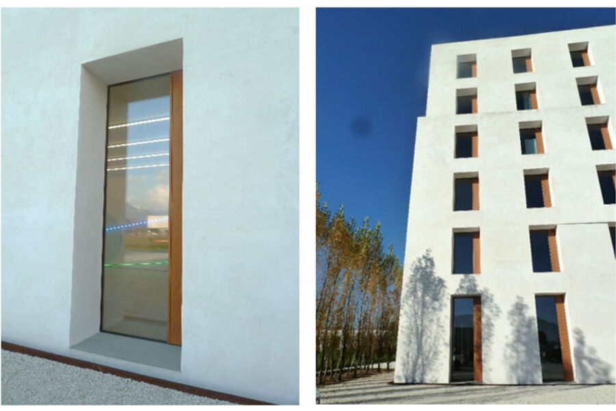 Fasaden på 2226-bygget i Lustenau. Foto: Grønn Byggallianse/Arne Førland-Larsen