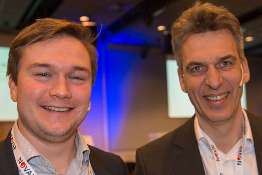  Vi kan ikke vente oss jubeltilstander i 2016, men heller ikke det motsatte, oppsummerer
David Lund (til venstre) og Bjørn Birkeland fra Prognosesenteret. Foto: Hilde Kari Nylund
