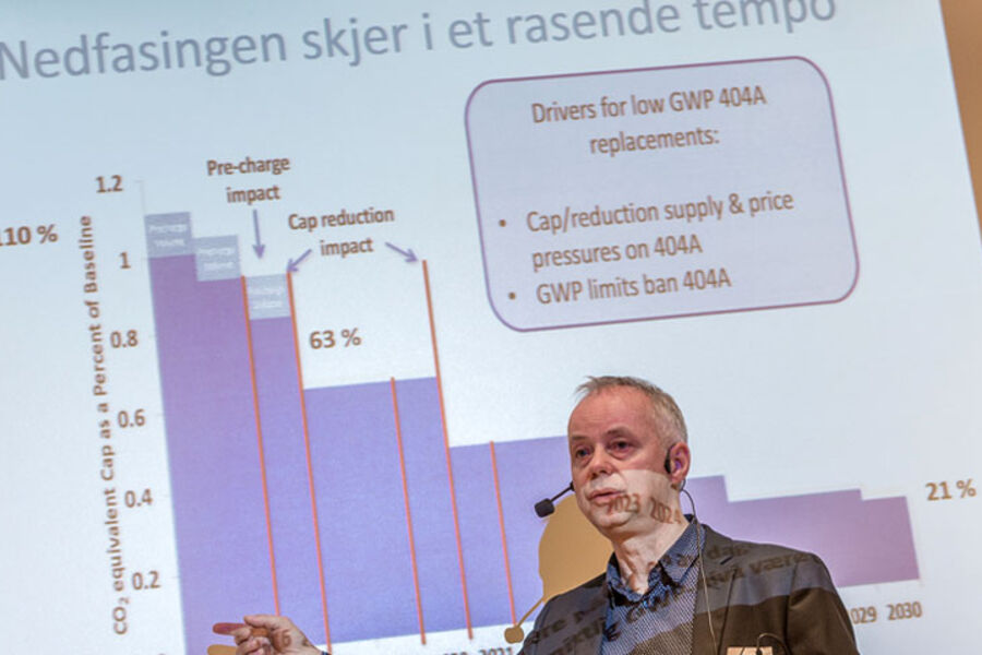  Det er viktig å informere om F-gassforordningen til kunder som tror de gjør et kupp når de kjøper billige kuldeanlegg og varmepumper med høy GWP kuldemedium, sier Stig Rath i VKE.