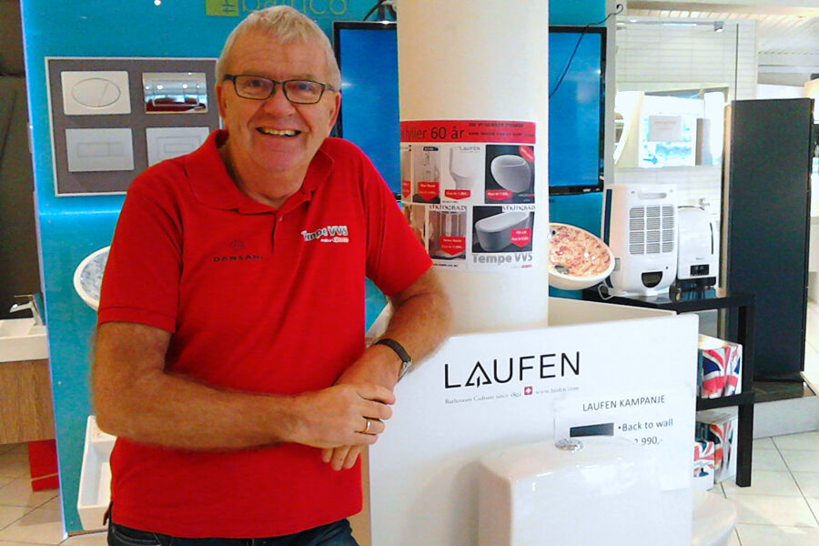 En svært fornøyd Svein Asbjørnsen daglig leder i Tempe VVS Senter As.