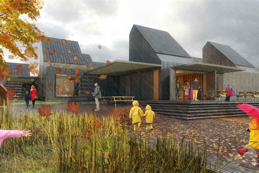Kistefossdammen barnehage. Illustrasjon: Christensen & Co Arkitekter 