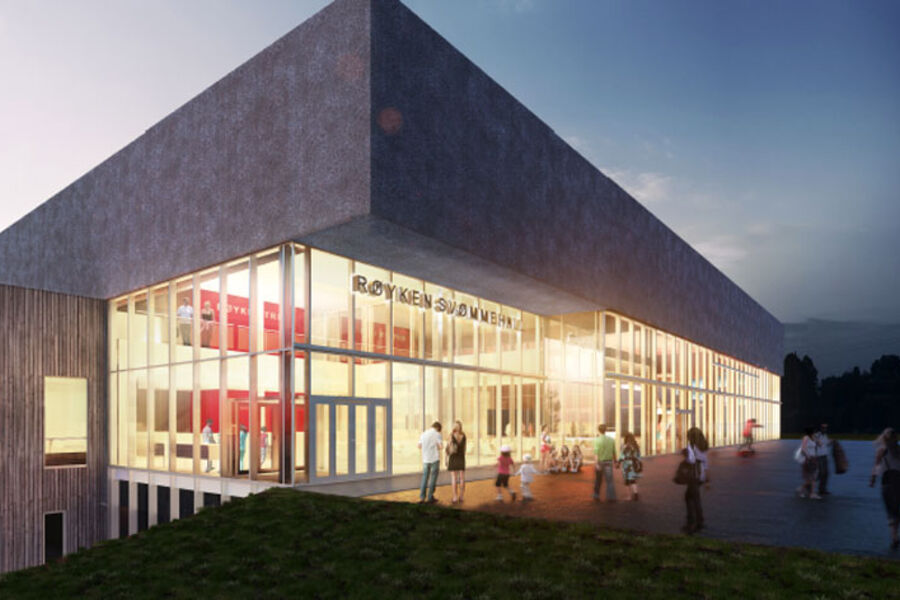 Illustrasjon av hovedinngangen. Ill. NUNO arkitektur AS
