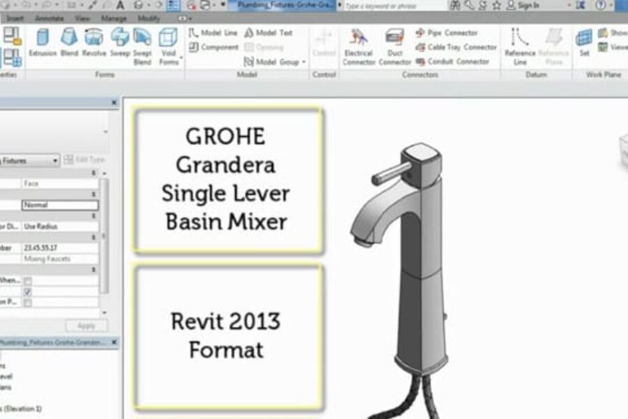 Illustrasjon av et produkt i BIM-basen til Grohe.