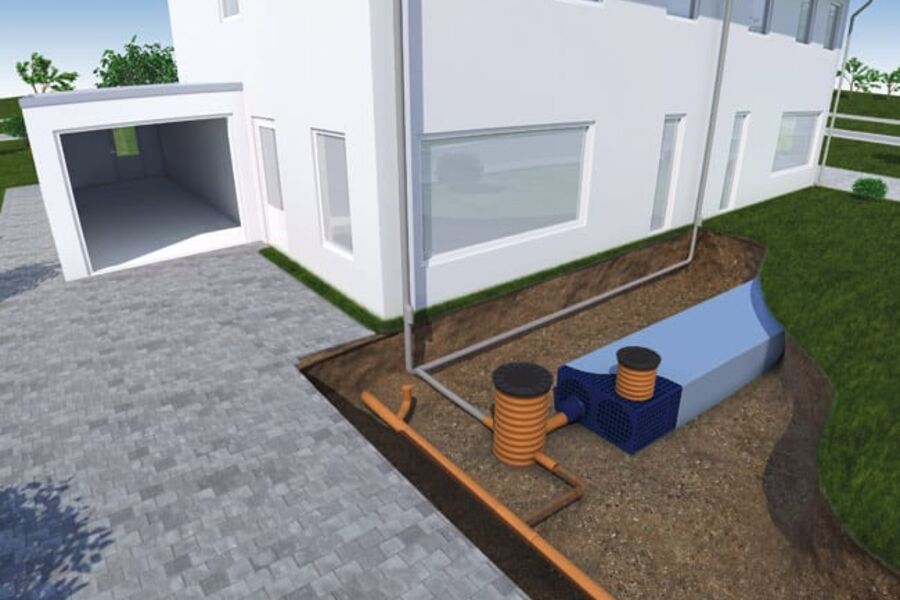 Overvannsløsning: Eksempel på løsning fra Norsk Wavin, som har en rekke nye produkter innen fordrøyning og infiltrasjon beskrevet i håndboka.