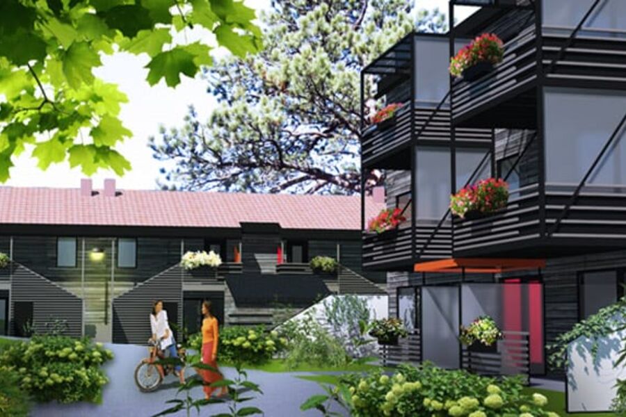 Skovbakken borettslag på Holmlia er FutureBuilts 29. forbildeprosjekt. Ill.: Arkitektkontoret Lene Frank.