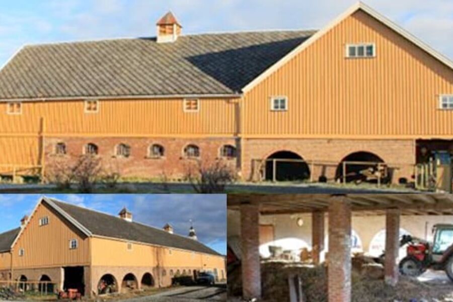 Barnehagefløyen vil henge fysisk sammen med husdyrfløyen med ridehester, høner, påfugler, kaniner og griser. Barnehagen får direkte inngang til egen barnehageavdeling i husdyrfløyen. Foto: Medbroen gård.  