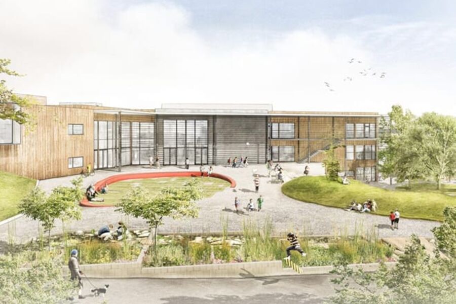 Nye Åsveien skole i Trondheim. Illustrasjon: Eggen Arkitekter As.
