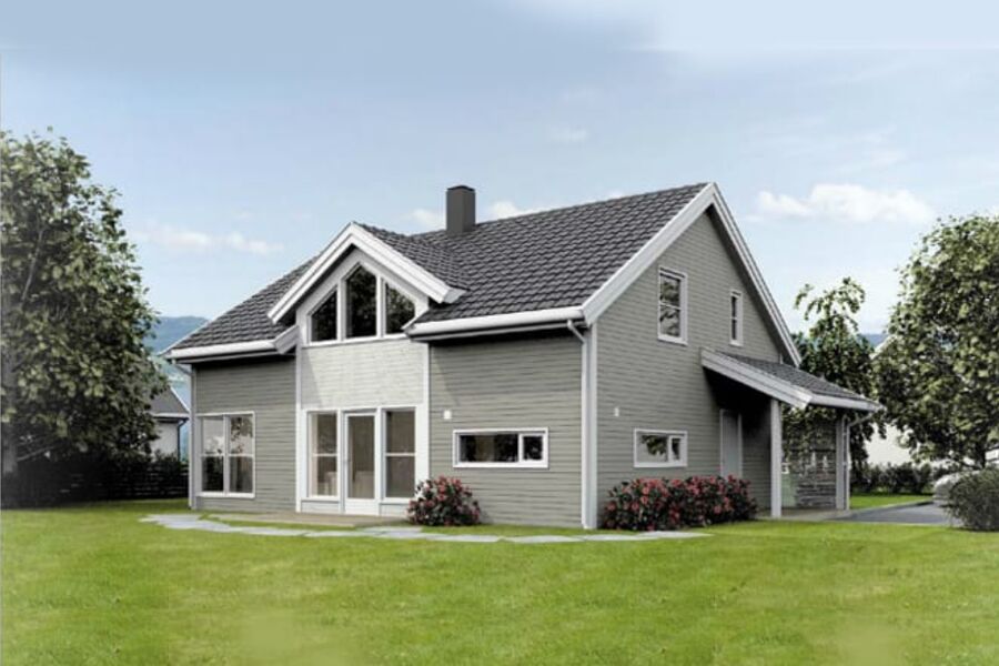 Kataloghus fra Nordbohus Systembygg nå bygget som passiv.