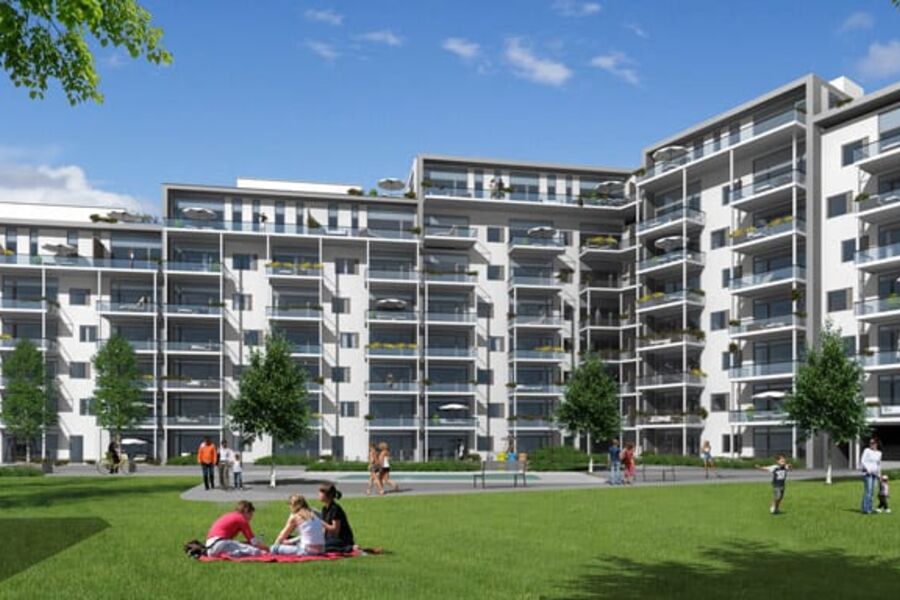 Illustrasjonsfoto av Solheimstunet som det skal bygges 72 leiligheter i første byggetrinn.