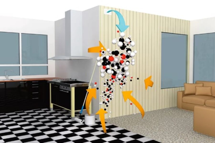 Å sette krav til lave emisjoner fra byggevarer bidrar til å sikre god luftkvalitet i bygninger. Ill.: SINTEF Byggforsk.