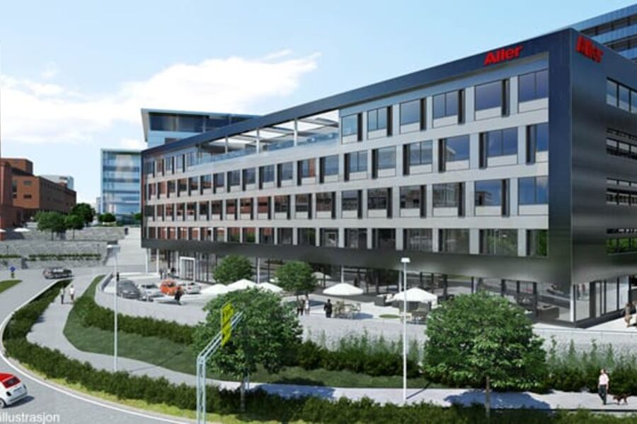 Fasadeillustrasjon av det nye bygget AF Gruppen skal bygge på Hasle.