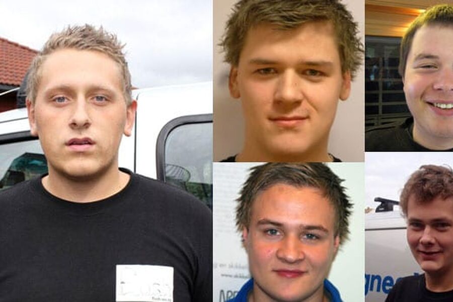 Her har vi alle fem kandidatene som stiller opp i Yrkes NM for rørleggerfaget: Fra venstre ser Nicolai Kramer Schjerlund fra Flush VVS, Lasse Kleveland fra Elmo Teknikk AS (oppe midt) Benjamin Pettersen fra Alt A Rør ( ytterst oppe høyre), Espen Pettersen fra Sig.Halvorsen (nede midt) og Stian Sæther fra Hagnes VVS AS