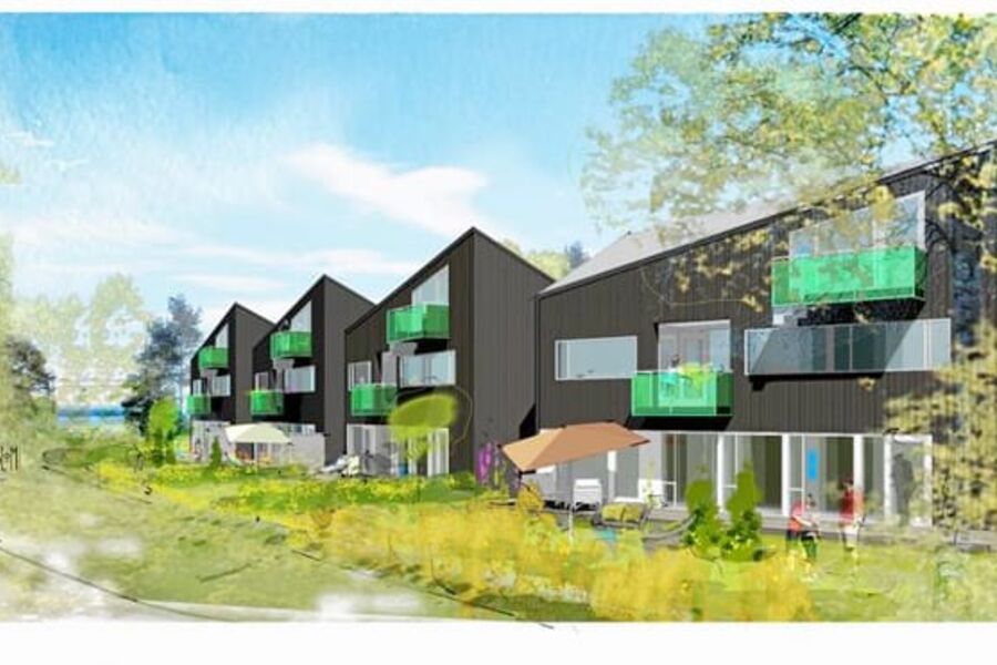 Planlagte rekkehus på Bekkelaget i Oslo. Illustrasjon: Obos