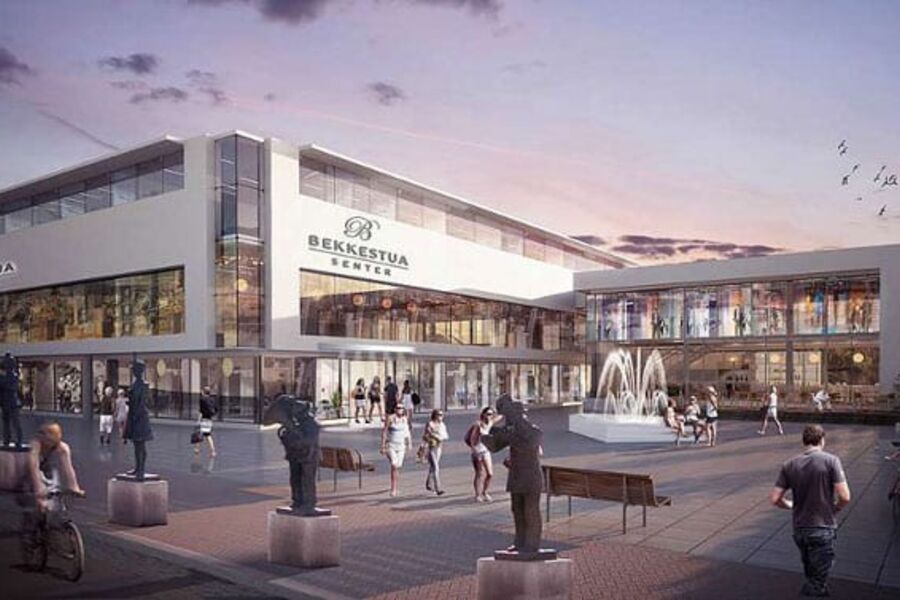NCC Construction skal bygge Bekkestua Senter og boligprosjektet Bekkestua Syd i Bærum. (Ill. Make Studio) 