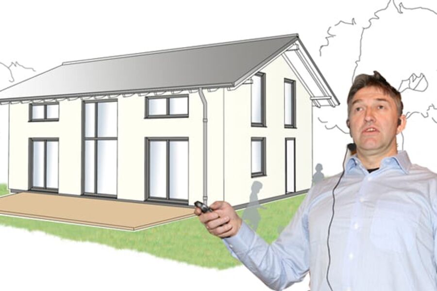 Passivhusekspert Tor Helge Dokka. Fotomontasje: VVS-Forum.