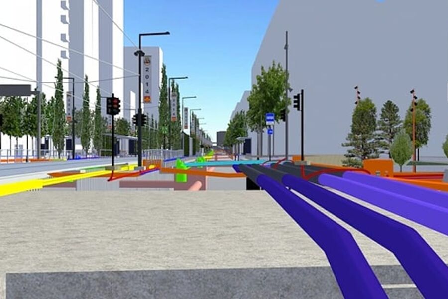 
Vianovas nye VA-produktbibliotek vil omfatte alle aktuelle produkttegninger fra relevante leverandører.
Bilde: VA-utsnitt under bakken fra samordningsmodellen av Bjørvika etappe 2, Dronning Eufemias gate.
(Ilustr.: Statens vegvesen/Aas-Jakobsen/ViaNova)
