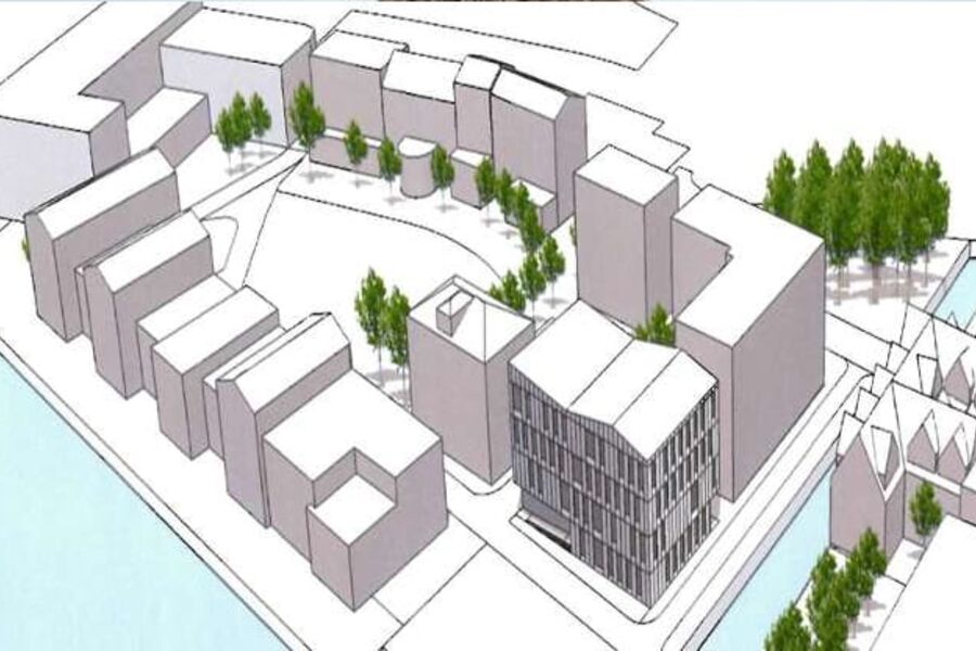 Nytt tinghus i Molde: Skisse fra Longva arkitekter AS/Statsbygg.