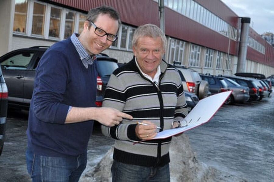 Lars Erik Røe Magnussen og daglig leder Svein Asbjørnsen hos Tempe VVS Senter i Trondheim.