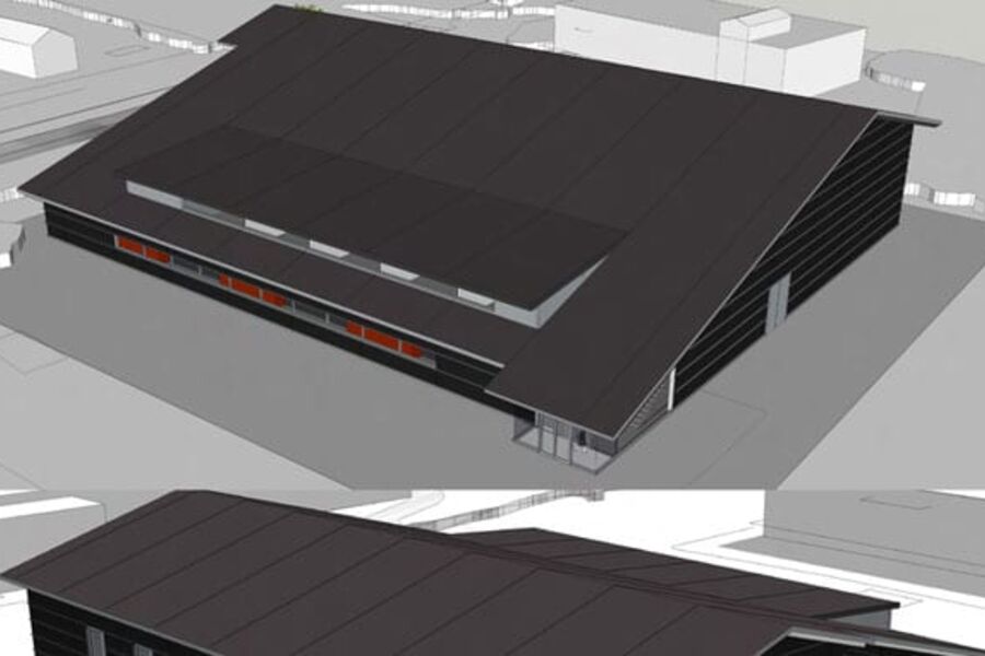 Idrettshallen på Lillestrøm.Illustrasjon: BA Arkitekter A.S.