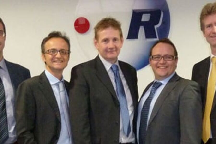 Her ser vi fra venstre, Matteo Janes (Rhoss), Roberto Leucci (Rhoss), Daniel Kristensen (ABK), Torger Brække (Klimanord) og Gunnar Solem (ABK).(Foto: ABK)