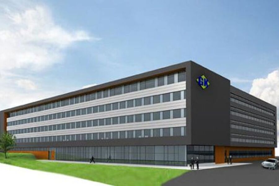 GKs nye kontor blir passivhus, og skal stå ferdig høstten 2012. Illustrasjon: GK