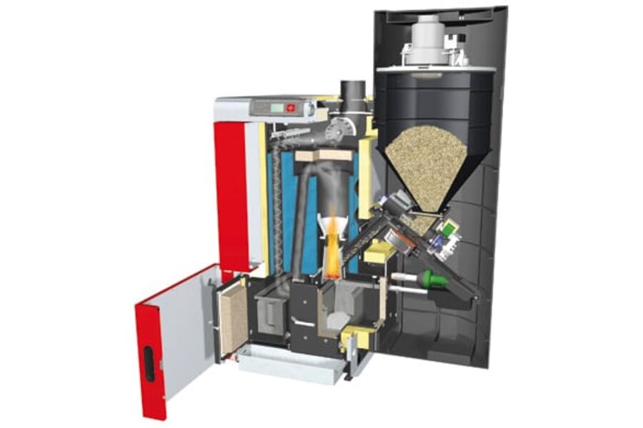 P4 modellene kan også leveres som kondenserende kjeler dersom dette er ønskelig. Kjelene er designet for høy komfort med automatisk, fysisk feiing av de stående røykrørene og automatisk askeuttak.