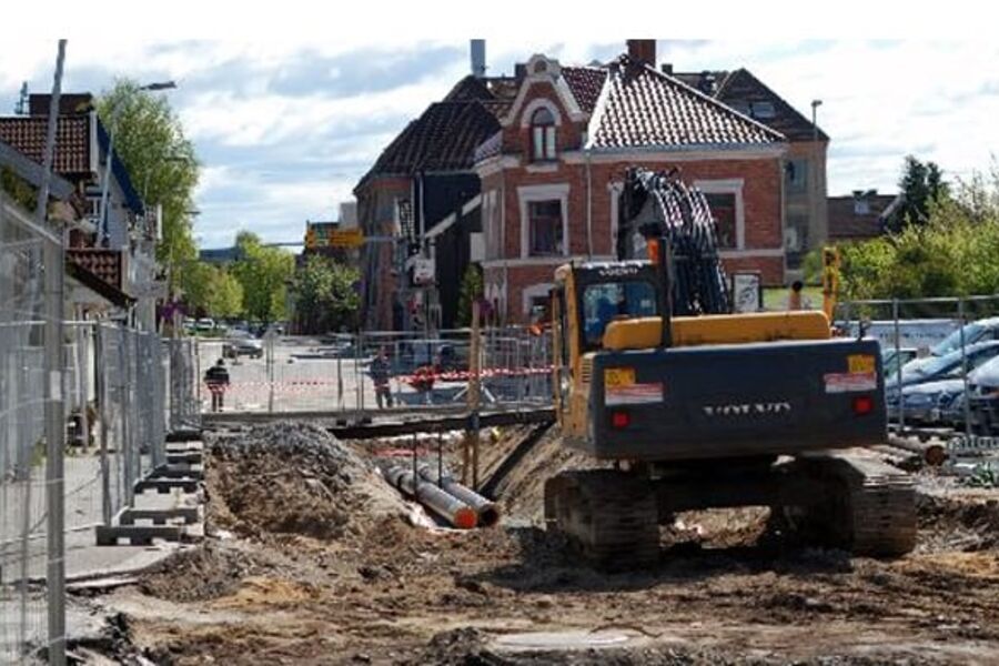 Graving i forbindelse med fjernvarmeanlegg i Sarpsborg kommune (Foto: Sarpsborg kommune)