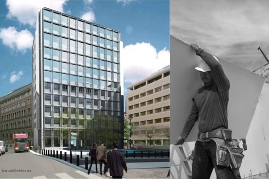 Det nye Regjeringsbygget er tegnet av BA Arkitekter AS. Montasje: VVS-Forum.