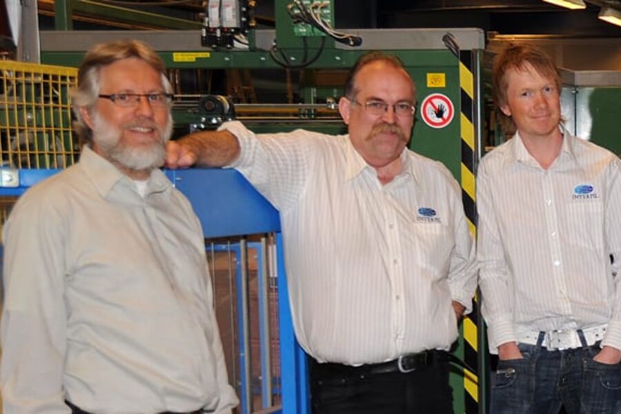 Her ser vi fra venstre: Vegard Ottesen, daglig leder av Interfil AS, avdelingsleder Ole Heløe, Interfil, markedssjef Tormod Sperstad Interfil.