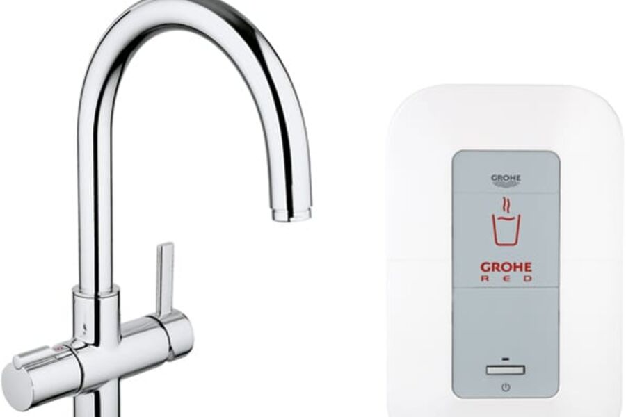 Grohe RED er et system som bruker samme armatur til vanlig vann og til det kokende vannet. Man trenger altså ikke et vanlig armatur i tillegg, alle behov dekkes av ett og samme armatur.