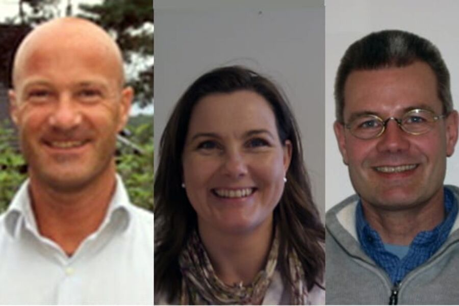 Her ser vi fra venstre John Thomas Blandhoel, fra Byggmakker til Ahlsell, Liv Janne Jacobsen Fehn fra Brødrene Dahl til Ahlsell og Bjørn Moen fra Rørkjøp til Ahlsell.