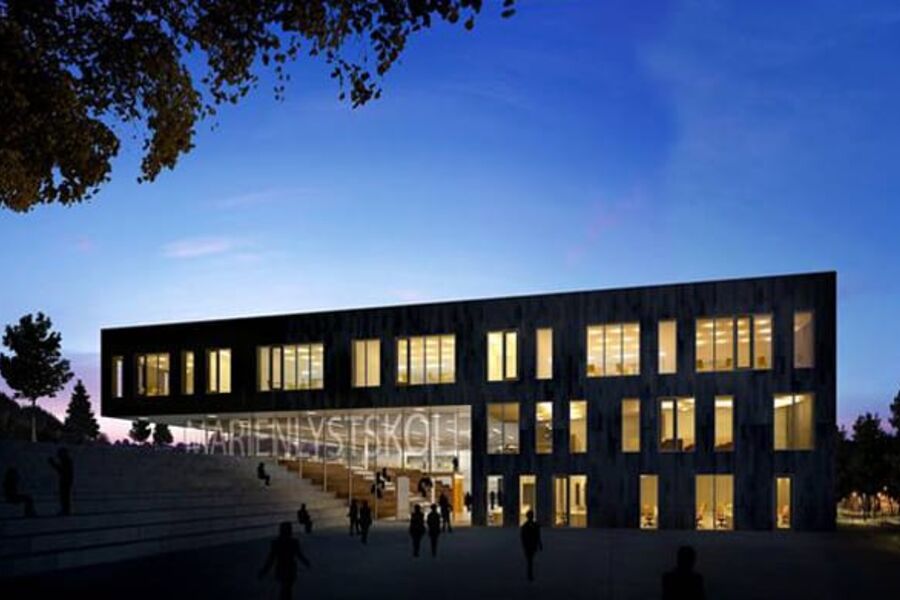 Norges første passivhusskole: Marienlyst ungdomsskole, Drammen. Arkitekt: div A Arkitekter. Foto: FutureBuilt