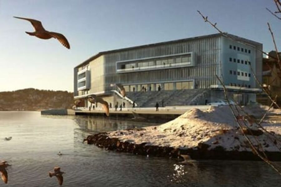 Havnegården i Arendal. Illustrasjon: Asplan Viak.