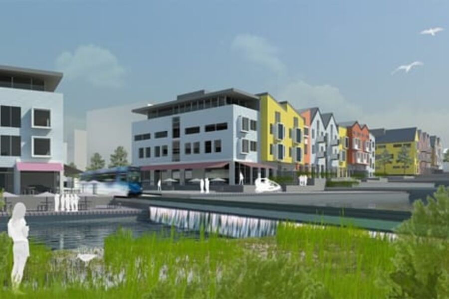 COWI nådde helt til topps og ble ett av fire team som fikk oppdraget med å utvikle Brøsetområdet i Trondheim. Illustrasjon: Team COWI