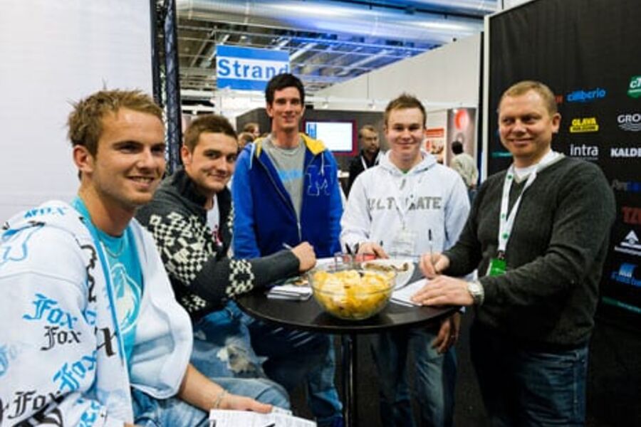 Heidenreich var meget godt fornøyd med årets vvs-dager, og her ser vi en gjeng blide karer som var innom.