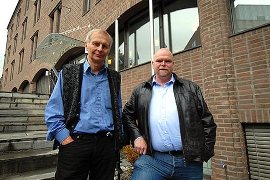 Bjørn Antonsen og Gunnar Erik Johansen i Undervisningsbygg i Oslo har 175 skoler som skal energieffektiviseres. Foto: Per Henriksen