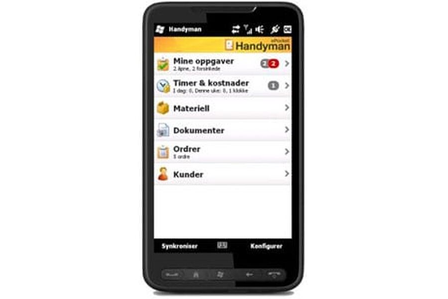 Mens Handyman er spesialisert på mobil ordrehåndtering, dekker ERPsystemet prosessene rundt ordreadministrasjon, materialforvaltning, fakturering og regnskapsføring.