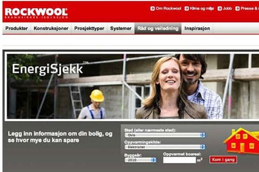 Faksmile av Energisjekk-siden til Rockwool.