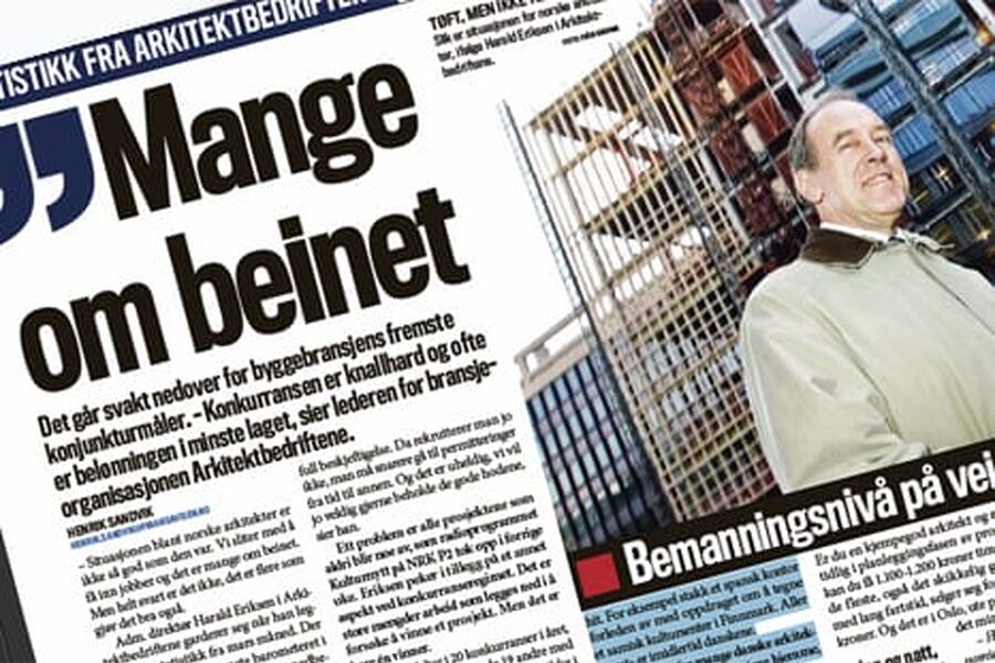 Finansavisens oppslag og knallhard konkurranse blant arkitekter.