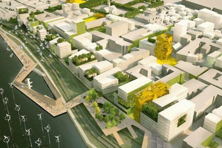 Vinnerprosjektet Look to Strømsø utarbeidet i samarbeid mellom Alliance arkitekter og Norconsult.Illustrasjon: Alliance Arkitekter AS