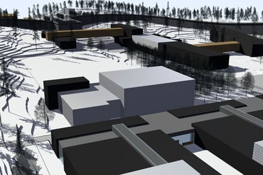 Illustrasjonsfoto Halden Fengsel. Illustrasjon laget av Erik Møller Arkitekter AS