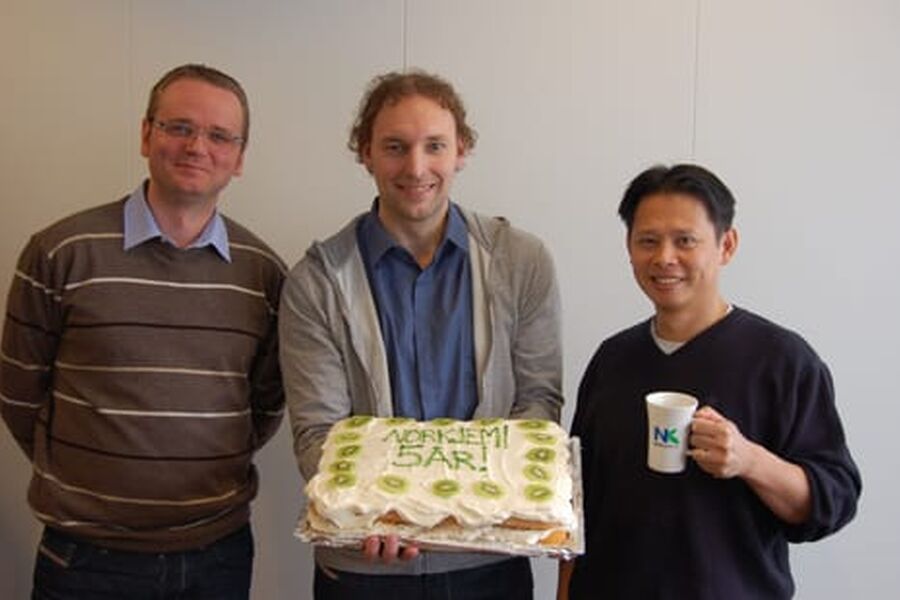 Gründerne i Norkjemi, Van Ha Doan, Morten Robertsen og Eivind Hesjadalen.
