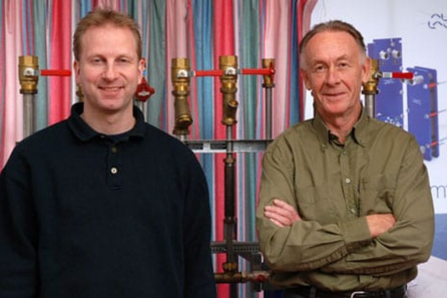 Daglig leder Jo Helge Gilje og ingeniør Petter Dønnestad i gasellebedriften SGP Varmeteknikk AS
