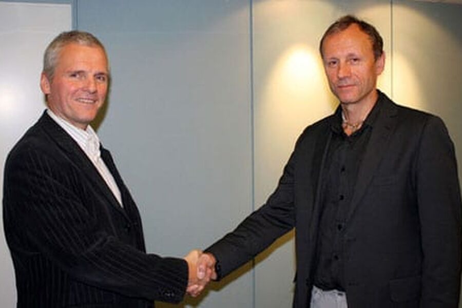 F.v. administrerende direktør i Undervisningsbygg og direktør i AF Bygg Oslo Paul-Terje Gundersen ser frem til å samarbeide om de beste løsningene.