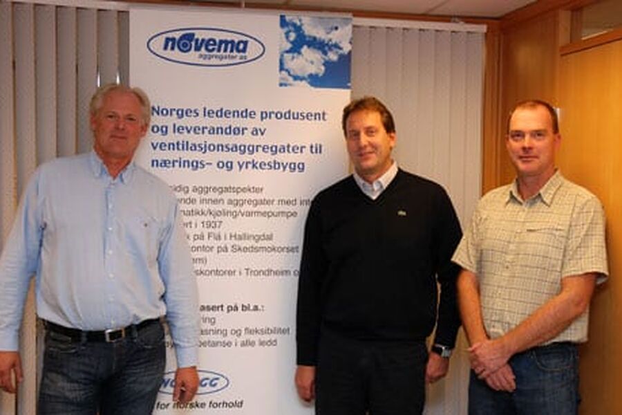 Tre karer som er klare for å vise markedet et bredt spekter av ventilasjonaggregater for bolig-og leiligheter under Bygg Reis Deg.Fra venstre produktsjef Jørn Storm Thorstensen, administrerende direktør Arne Andresen og Bjørn A. Borch.