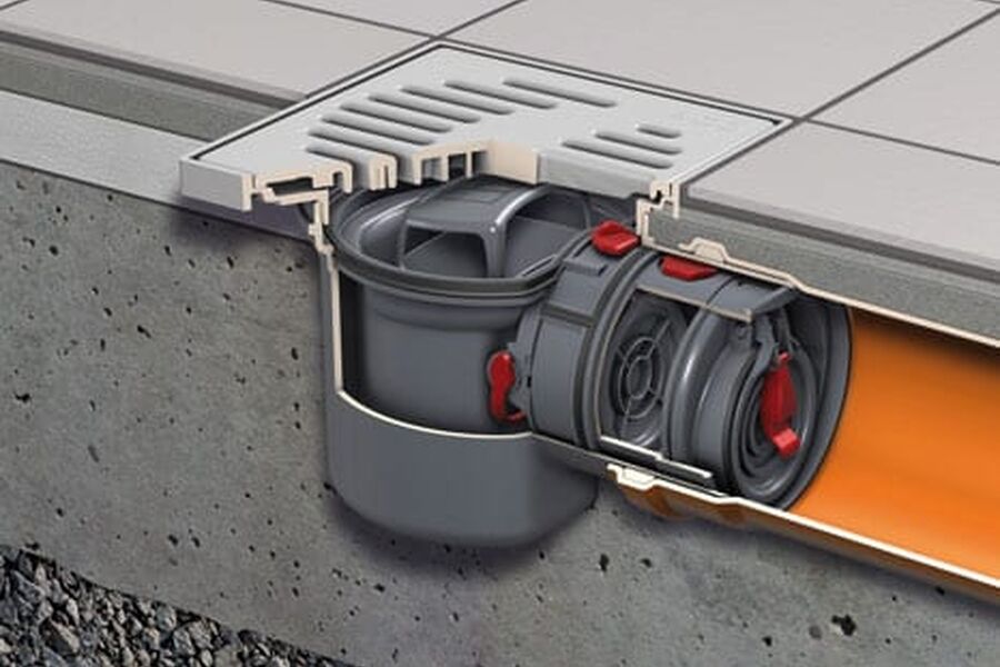 Illustasjonsbilde av ACO Junior gulvsluk/ventil gråvann.